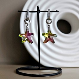 Серьги – конго цирконы синтетические,звезды кристаллы Сваровски. Покрытие металла родий напыление. Серьги – конго цирконы синтетические,звезды кристаллы Сваровски. Покрытие металла родий напыление.